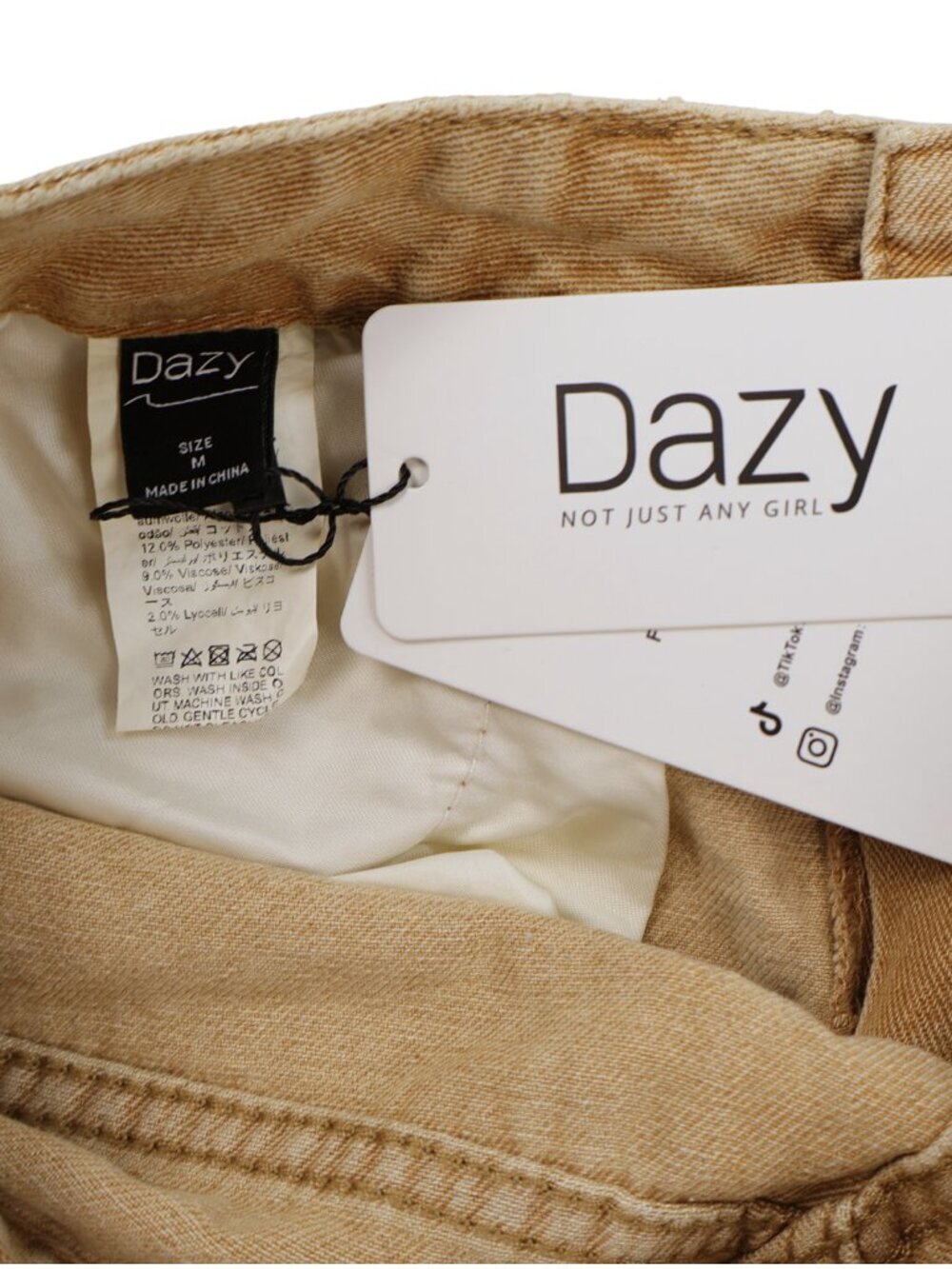 NWT Dazy High Rise Wide Leg Crop Jeans Medium Tan - Picture 6 of 8